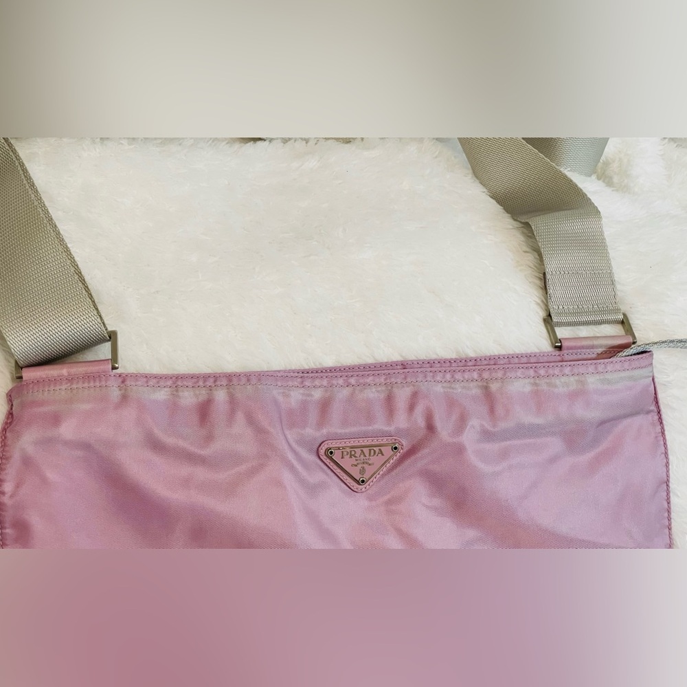 Prada Authentic Dusty Lilac Nylon Crossbody Bag with Adjustable Strap - Picture 10 of 15